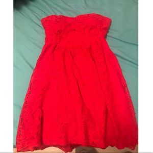 Strapless Red lace boutique dress